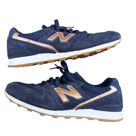 New Balance Shoes - New Balance WL996JCR Navy & Rose Gold Suede Sneakers Women’s 8.5